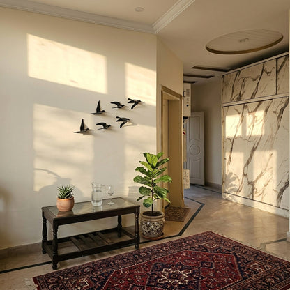 Freedom in Flight – 6-Piece Handcrafted Matte Black Resin Bird Wall Art Set – Elegant 3D Decor for Living Room, Bedroom & Entryway