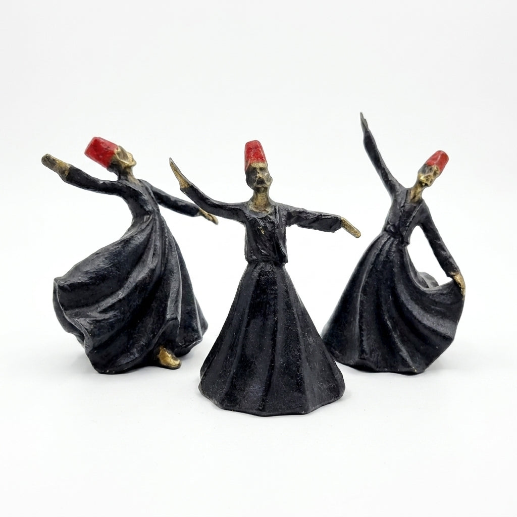 Whirling Sufi Dervish Figurines – Set of 3 Handcrafted Resin Sculptures – Elegant Table Decor for Living Room, Console Table & Office