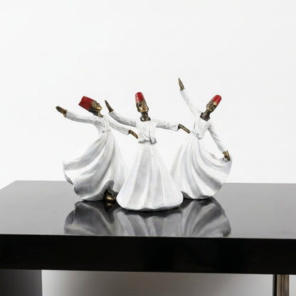 Whirling Sufi Dervish Figurines – Set of 3 Handcrafted Resin Sculptures – Elegant Table Decor for Living Room, Console Table & Office